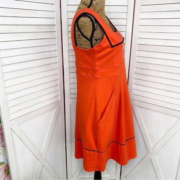 Duffield Lane Hutchins Dress Red Orange Small Fit Flare Sleeveless Knit - Picture 3 of 12
